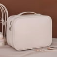 thumbnail image 1 of RuiJiao Premium Travel Cosmetic Organizer Bag, PU Leather Waterproof Makeup Case with Multi-Compartment, Portable for Women, White/Ink/Brown, 9.84x7.28x4.33 Inch, 1 of 6