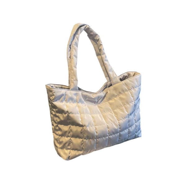 RuiJiao Puffer Tote Zipper Closure, Quilted Puffer Hobo Bag, Lightweight Puffy Quilted Shoulder Bag for Work, Gym, Travel