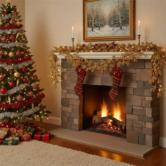 RuiJiao Realistic Artificial Gold Berry Wicker Garland, 1.8m Flexible Christmas Decor for Home, Tree and Holiday Window Decoration, Plastic Festive Ornaments