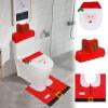 RuiJiao Red Christmas Toilet Seat Cover - Soft Cloth Santa Claus Bathroom Decor, Easy to Install Washable Holiday Accessory