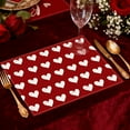 thumbnail image 1 of RuiJiao Red Linen Insulated Placemats with Heart Letter Print for Valentine's Day Dining Party, 1 of 8