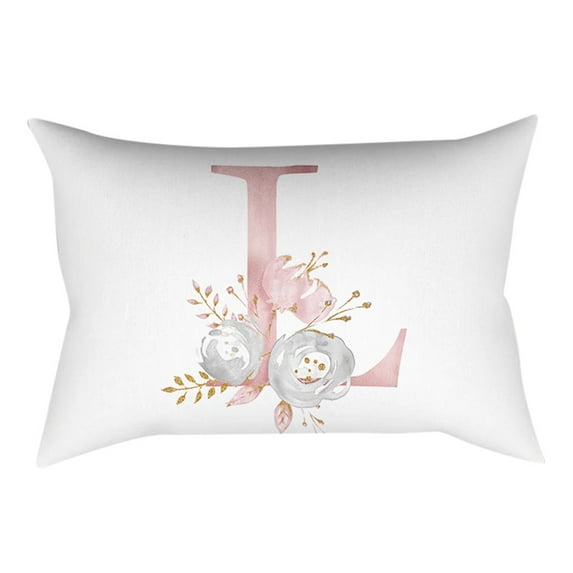 RuiJiao Rose Gold Pink Alphabet Polyester Pillow Cover 30x50cm, Soft Decorative Cushion Case for Nursery, Kids Bedroom and Living Room Decor with Hidden Zipper, Machine Washable