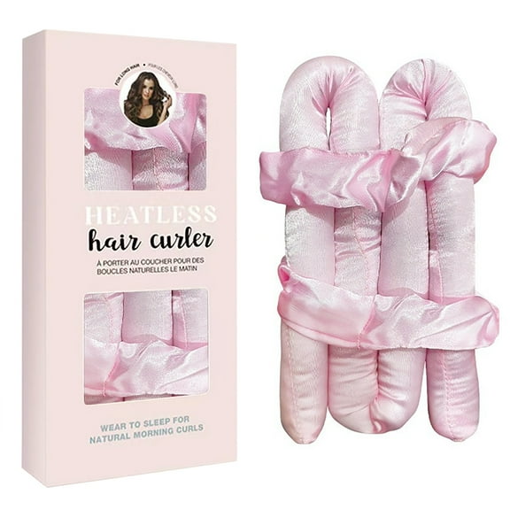 RuiJiao Satin No-Heat Curling Iron Set with Oversized Curling Rod Hairband for Overnight Curls Without Heat Damage, All Hair Types