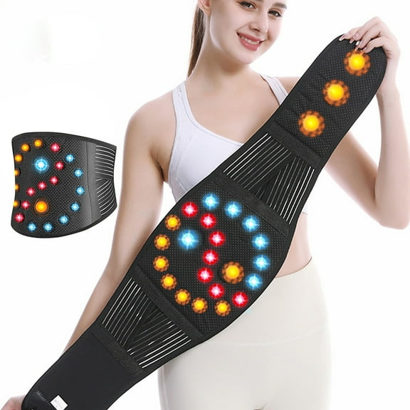 RuiJiao Self-Heating Magnetic Lumbar Brace Belt for Back Pain Relief, Adjustable Waist Support with Breathable Fabric,Removable Design for Men and Women (Cloth, 120x24cm)