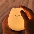 thumbnail image 1 of RuiJiao Silicone Cute Cat Night Light for Kids, Color Changing LED Touch Sensor Bedside Lamp, Battery Powered White, 1 of 8