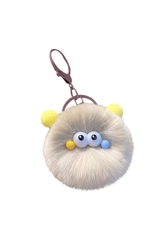 Small Briquette Car Keychain, Fluffy Ball Pendant for Bags and Car Keys