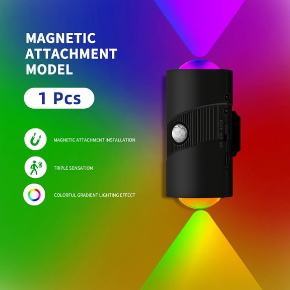 RuiJiao Smart RGB Gradient Ambient Light with Motion Sensor, Magnetic Charging Wall Lamp for Home Office Night Light