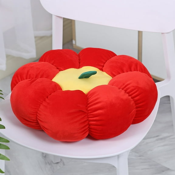 RuiJiao Soft Polyester Pumpkin-Shaped Cushion for Office, Car, Sofa Multi-Color Comfort Pillow (14.96x14.96x3.93in)