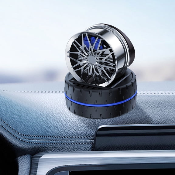 RuiJiao Solar Powered Alloy Wheel Car Air Freshener 5ml Automatic Rotating Aromatherapy Diffuser for Vehicle Interior