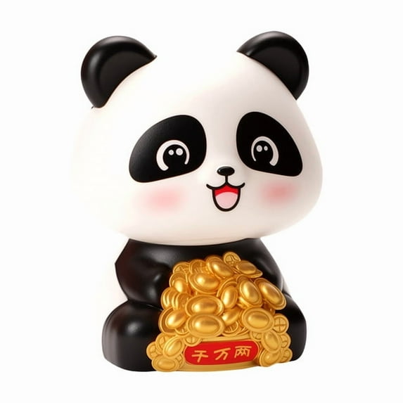 RuiJiao Solar-Powered Panda Nodding Ornament, Light-Sensing Car Dashboard and Office Desk Decor, Eco-Friendly Automatic Motion with Solar Panel, Cute Gift for Vehicles and Workspace, 8cm Multicolor