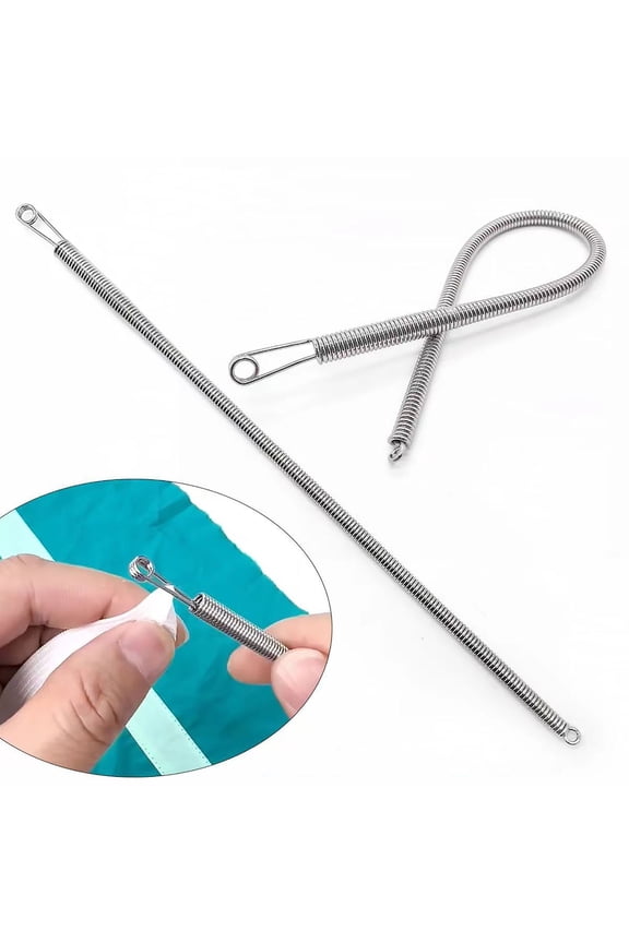 Spring Drawstring Threader Tool, Rope Threader Clip Metal Elastic Drawstring Puller String Replacement Threading Tool for Hoodies Pants Jackets Coat Sweatpants