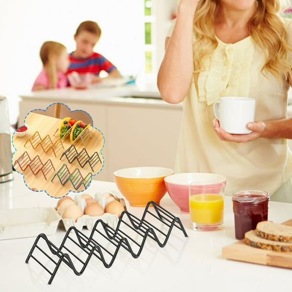 RuiJiao Stainless Steel Taco Holder - Wavy Design for 4 to 5 Tacos, Ideal for Parties and Home Use, Easy to Clean Taco Stand