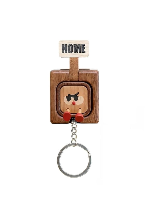 Stylish Solid Wood Magnetic Key Holder Wall Mount, Natural Wooden Keychain Organizer for Home, Bag and Travel, 8x4.5cm