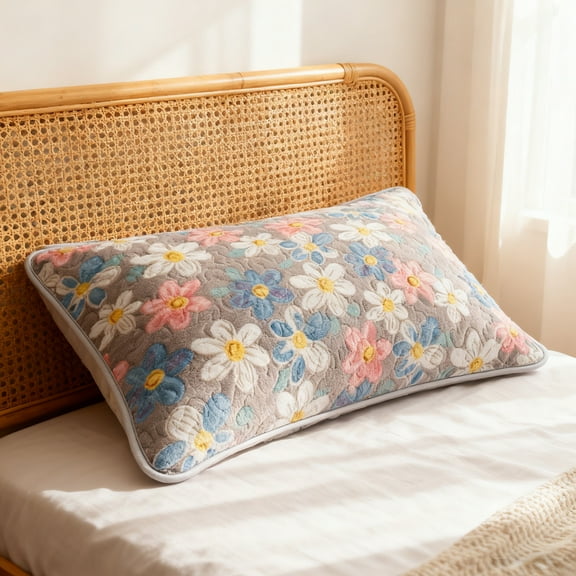 RuiJiao Thickened Milk Fleece Pillowcase for Winter Warmth, Polyester Multicolor Soft Thermal Pillow Cover 48x74cm Extra Large Adult Bedding Bohemian Ethnic Style Bedroom Decor