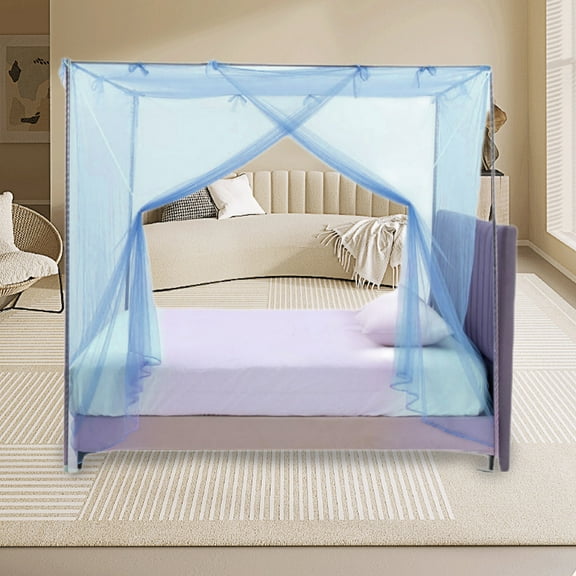 RuiJiao Twin Size Mosquito Net Tent for Bed, Polyester Canopy with Fine Mesh, Breathable for Mosquito Protection and Privacy, Ideal for Indoor Outdoor Use, Available in Pink, Blue, White, Purple