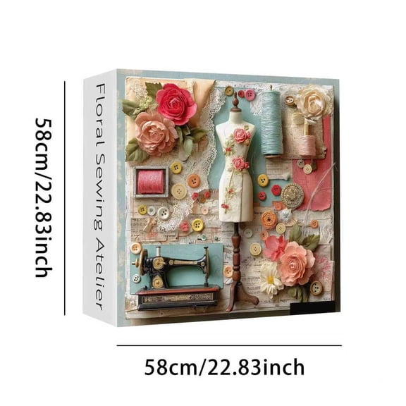 RuiJiao Vintage Floral Sewing Puzzle for Adults, 1000 Piece Jigsaw with Linen Finish, 22.8x22.8 in, Multicolor Art Gift for Crafters and Home Decor