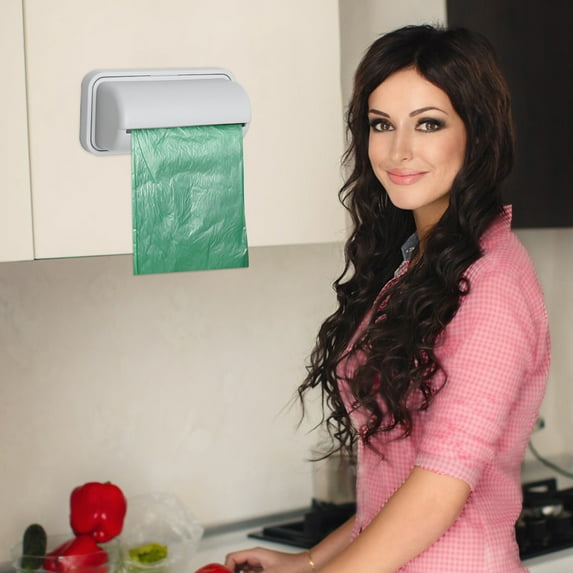 RuiJiao Wall-Mounted Grocery Bag Dispenser and Storage Organizer for Plastic Bags, Space-Saving Design for Kitchen or Bathroom