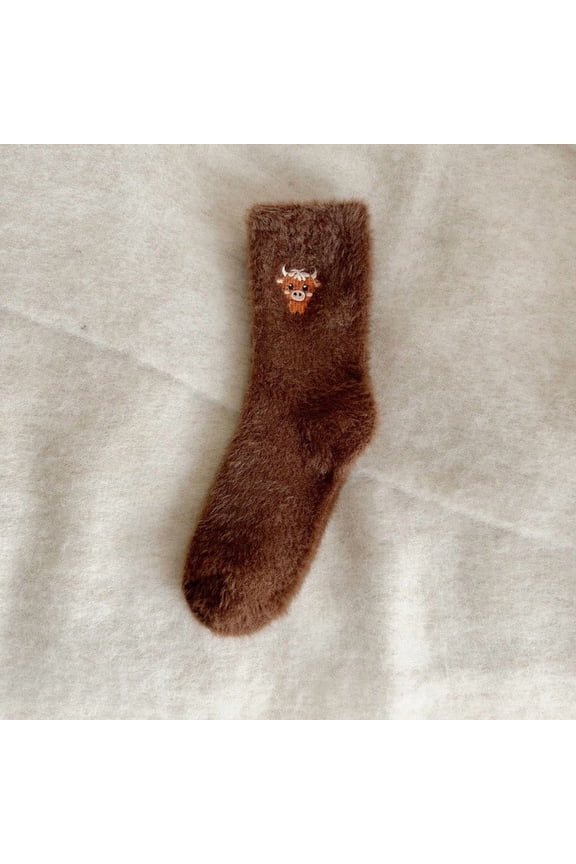 Women's Fleece-Lined Winter Socks Thick Warm Mid-Calf Soft Cozy Thermal Sleep Socks