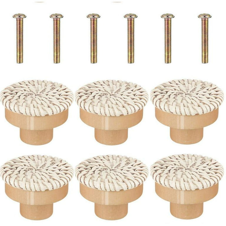 RuiKeWood Dresser KnobWoven Wicker Drawer Knob for Kitchen