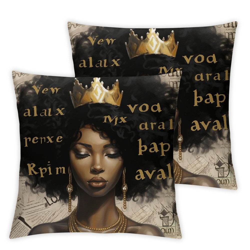 RuiYu African American Women Throw Pillow Cover Letter Art Afro Black