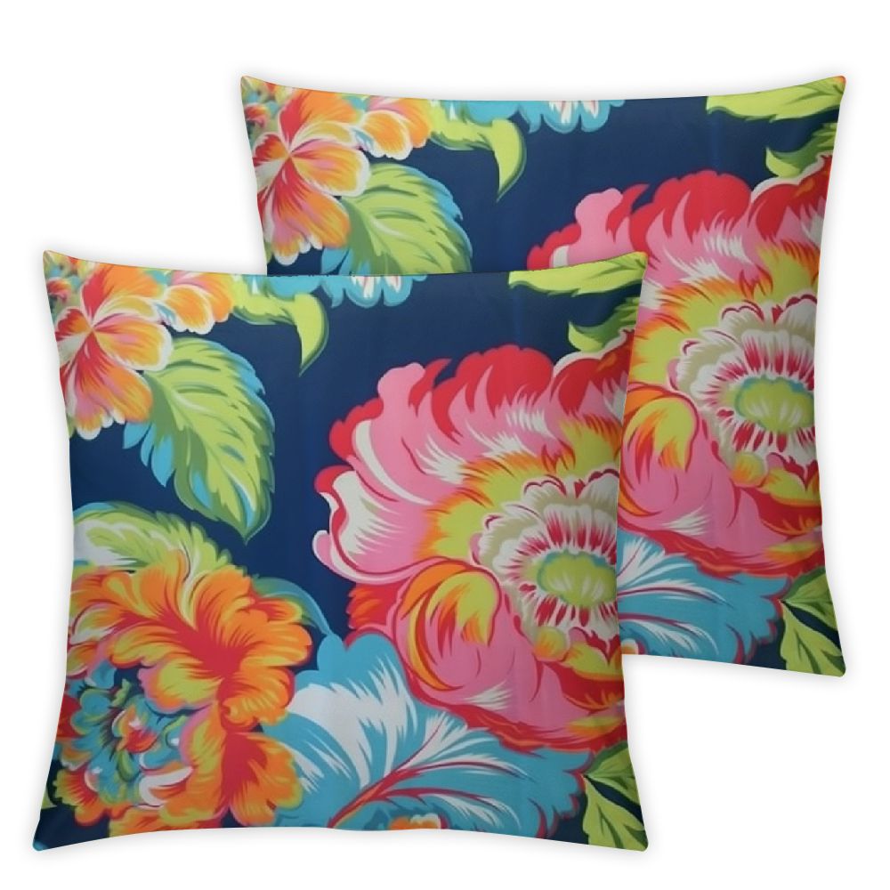 RuiYu Peony Flower Turquoise Teal Green Farmhouse Sofa Pillow Cover Chinoiserie Coral Peony