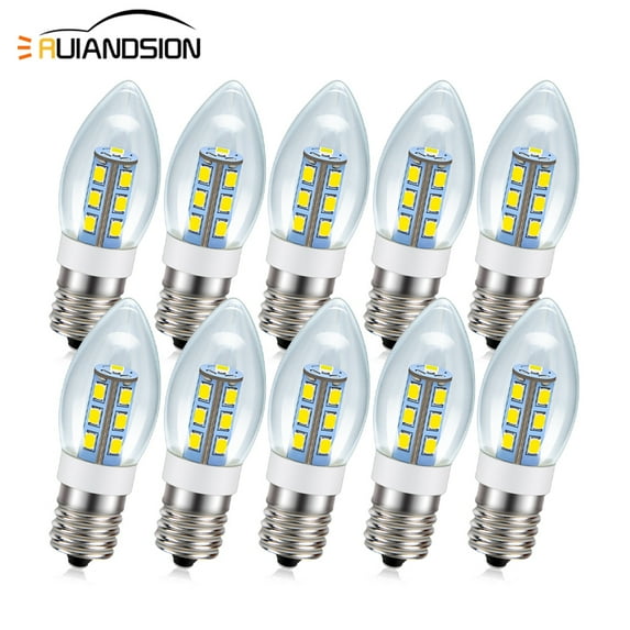 Ruiandsion 10 Pack C9 Replacement Small LED Bulb,2W, White Edison Bulb, E17 Candelabra Base Vintage Candle Light Bulb for Night Light Outdoor Indoor String Lights AC200-240V