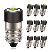 Ruiandsion 10-Pack E10 Flashlight LED Bulbs, 3V 0.75W 300LM 6000K Daylight, Replacement for Camping Lantern Outdoor