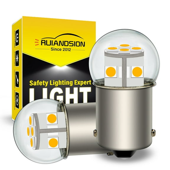Ruiandsion 1156 BA15S LED Bulb, Warm White 360 Lumens, for Car Brake Tail and Turn Signal Lights, 6-30V Universal Non-polar, 2-Pack