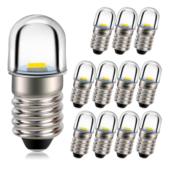Ruiandsion 12-Pack E10 Mini LED Bulb, AC 110V 1W 100LM White for Appliance Pilot Light,Replacement