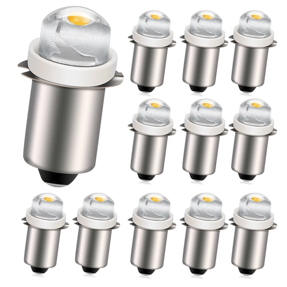 Ruiandsion 12-Pack P13.5S Mini Flashlight LED Bulb 100LM 2800K Warm Yellow 3-18V DC for Flashlight Light Replacement