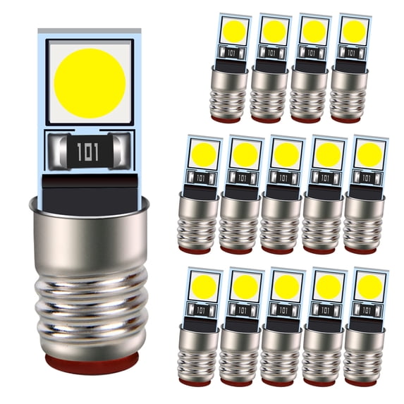 Ruiandsion 15-pack E5 12V Micro LED Bulb, 100Lm White,AC/DC, for Diorama Scenery, Replacement Light