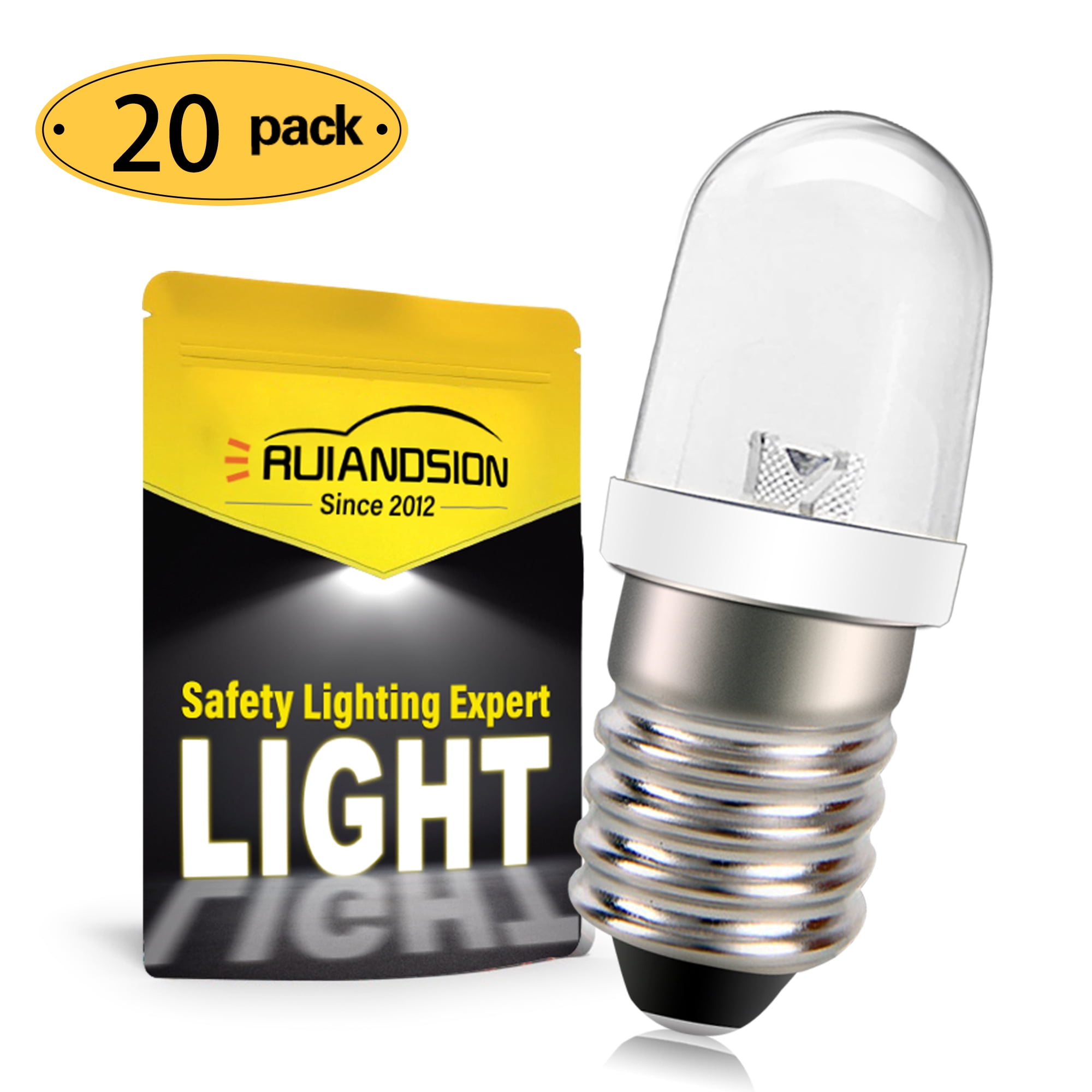 Ruiandsion E10 Base 48V Mini LED Bulb,1W 100LM 6000K White for Golf ...
