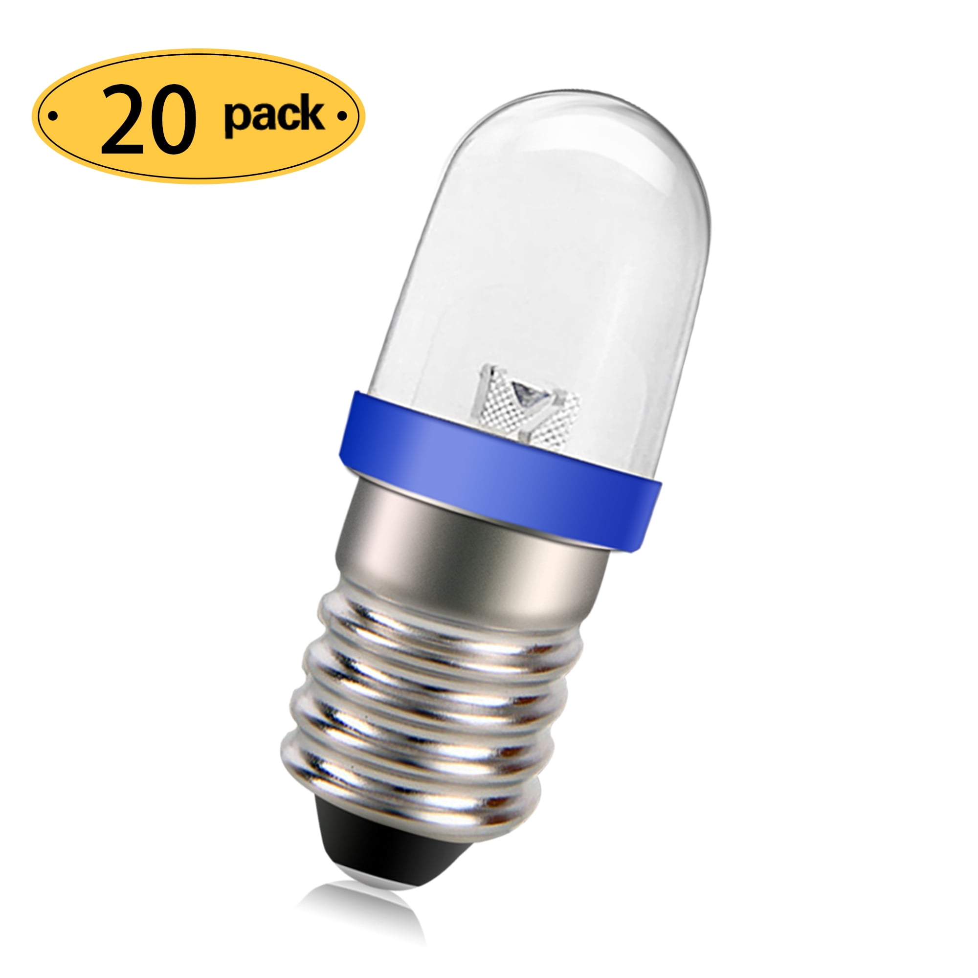 Ruiandsion 20-Pack E10 Mini LED Bulb, 1.5W 100LM Blue 6500K, 12V for ...