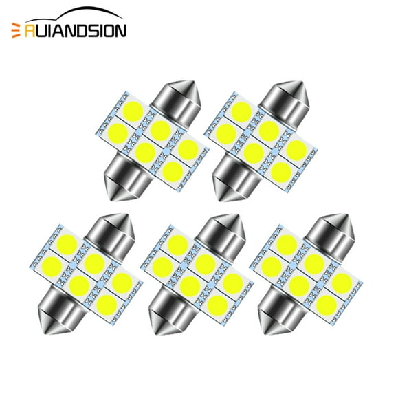 Ruiandsion 28mm 31mm 5050 6 LED Car Festoon Dome Reading Light Trunk Bulb White 12V 5Pcs