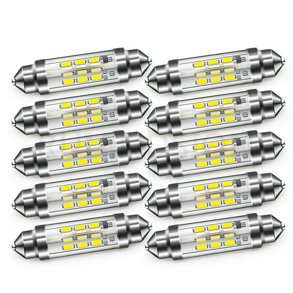 Ruiandsion 42mm LED Dome Light Bulb DC 6V 211-2 LED Light Bulbs Replacement for Car Interior Dome Map Lights,6000K White(Pack of 10)