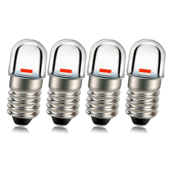 Ruiandsion 4pcs E10 Base Socket LED Bulb Replace Torch Flashlight Bulbs 24V Non-Polarity Red