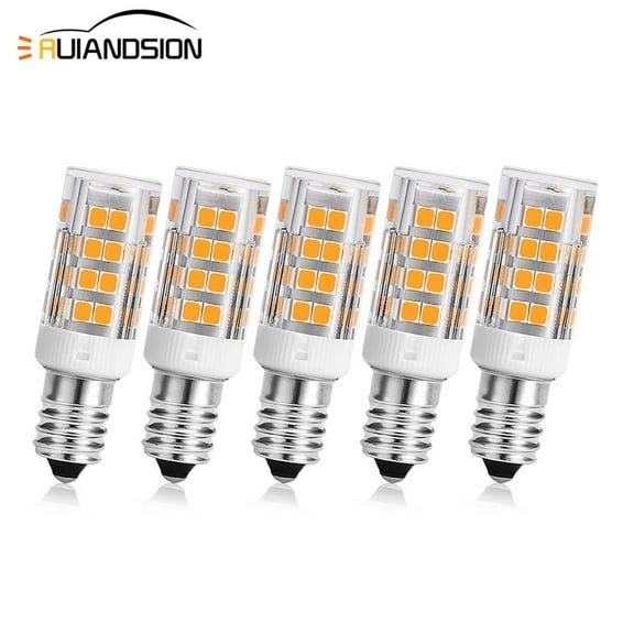 Ruiandsion Warm White LED Light Bulb, E12 Base AC 110-130V 4W 350LM, for Bedroom Lamp Nightstand Atmosphere Lighting, 5-Pack