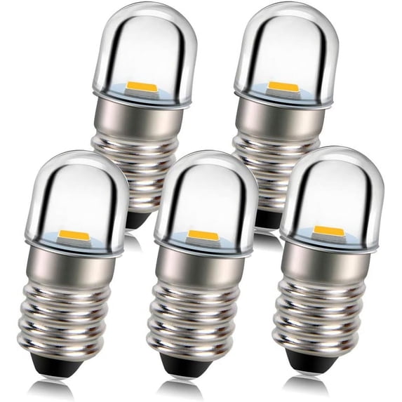 Ruiandsion 5pcs E10 Base Socket LED Bulb Replace Torch Flashlight Bulbs 6V Warm White Non-Polarity