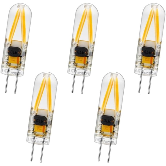 Ruiandsion 5pcs G4 LED Bulb Warm White 1.5W AC/DC12V,Equivalent to 10-20W Halogen,Bi-Pin JC Base,Perfect for Landscape Use