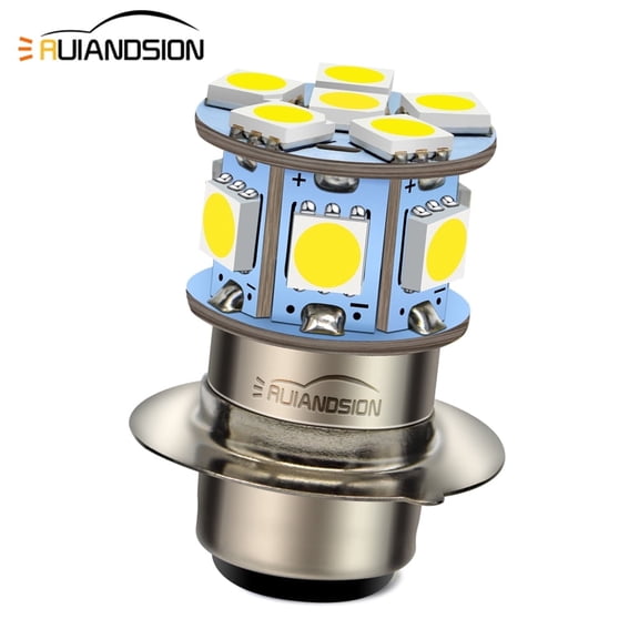 Ruiandsion H6M LED Light Bulb 360LM 6000K White Non-Polarity Corn-Style 12V DC for Motorcycle Scooter Replacement,2-Pack