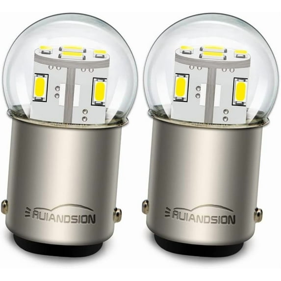 Ruiandsion BA15D LED Bulb 6V White Replacement for Car Trailer Marine RV Camper Boat Tail Lights 2pcs