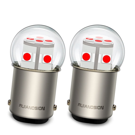 Ruiandsion BA15D 1076 1130 LED Bulb Red, 6-30V Non-Polarity for Car Tail Lights, 2-Pack
