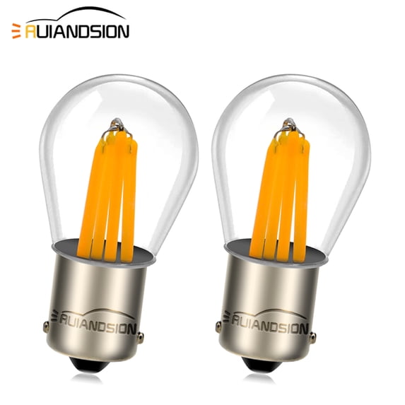 Ruiandsion BA15S 1156 LED Bulbs 12V AC/DC Warm White 2700K,Reverse Turn Signal Lights,2pcs