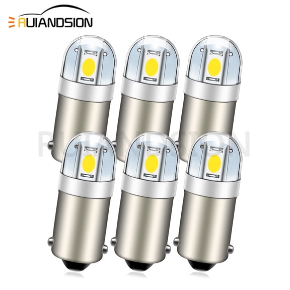 Ruiandsion BA9S LED Bulb 6V BA9 1895 Replacement Bulbs for Car Interior Dome Map License Plate Glove Box Lights,White (Pack of 6)