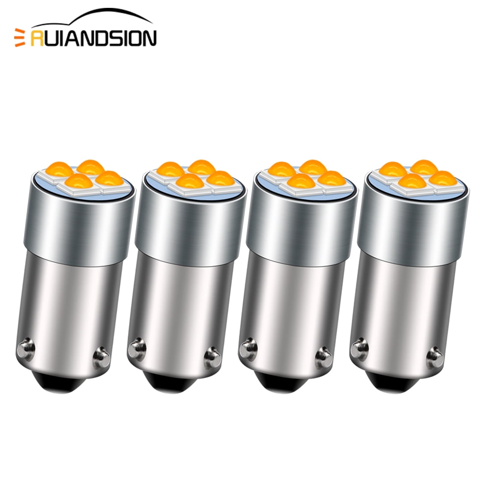 Ruiandsion 2 lampadine LED BA9S Canbus 12 – 24 V super luminose 3030 10 SMD Chipset giallo LED per interni auto, luci di cortesia, luci di cortesia, luci mappe, non polarità