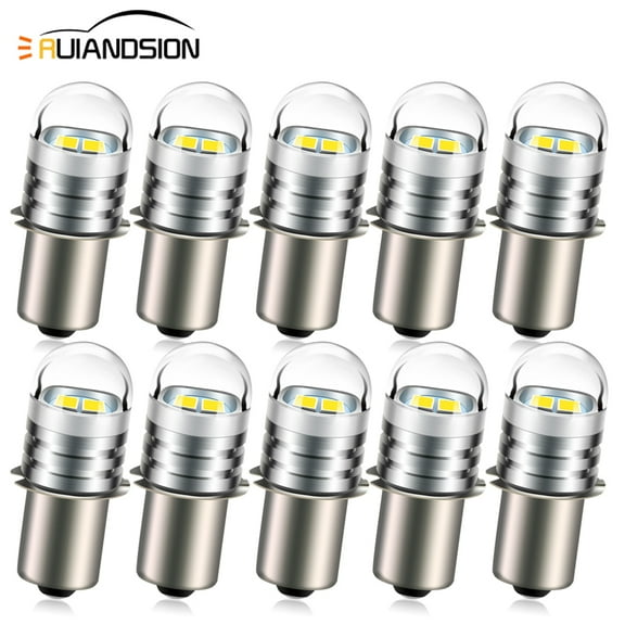 Ruiandsion Bulb for Flashlight,P13.5S 6V 0.48W White,Led Light Bulbs for Bedroom,Pack of 10