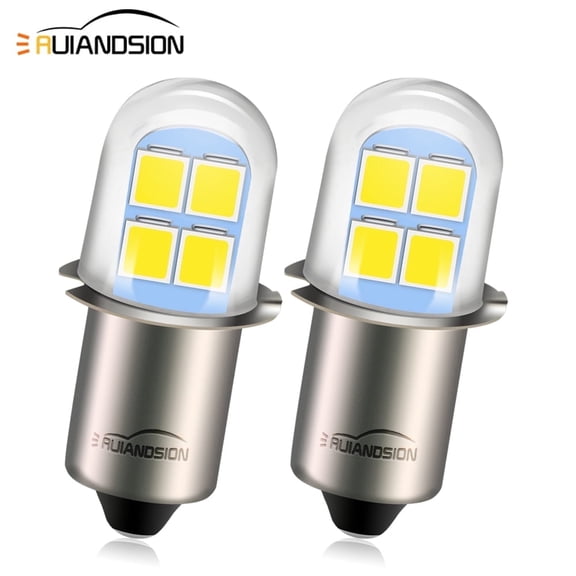 Ruiandsion P13.5S Mini LED Bulb, 4-6V DC White 6000K, 100 Lumens for Flashlights with Reflector,Replacement Bulb,2-Pack