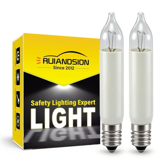 Ruiandsion E10 Base 23V 3W Bulb Warm White 100LM Candle Shape for Christmas Pyramid Candle Arch Candle Bridge Fairy Lights Replacement Bulbs, 2 Pack