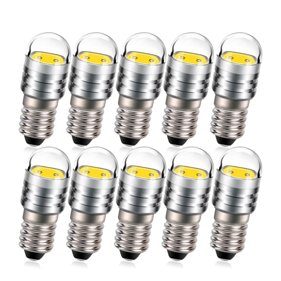 Ruiandsion E10 Base LED Upgrade Bulb 2W 3V Warm White Replacement for Lamps Flashlights Torch Light Bulbs 10pcs