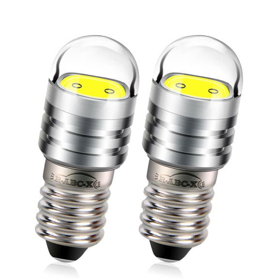 Ruiandsion E10 Flashlight Mini COB LED Bulbs,6V 0.48W 120 LM Cool White 6000K, Replacement Lamp for Headlamp,2-Pack